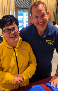 BrailleDoodle inventor Daniel Lubiner with Brian beside tactile learning tablets.